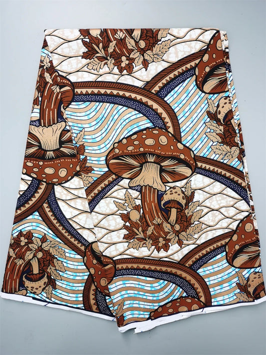 Grand African Wax Glitter Glam Fabric - 100% Cotton Ankara Batik Gold Print Pagne for Party Dresses & Sewing