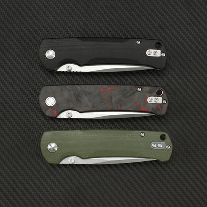 Tunafire 14C28N Steel Folding Tactical Knife – G10/Carbon Fiber Handle Flipper EDC Pocket Knife for Camping & Hunting