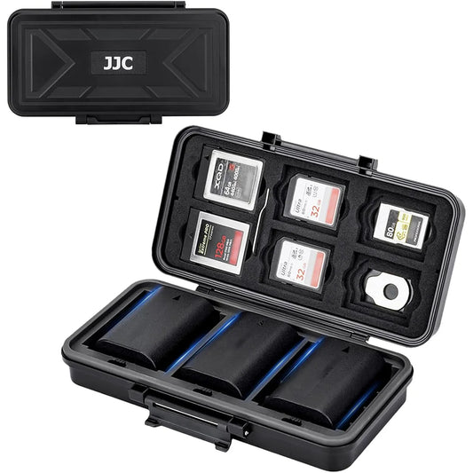 JJC Camera Battery & Memory Card Storage Case – Holds 6 SD, 6 CFexpress Type-B/XQD, 5 CFexpress Type-A Cards & 3 Camera Batteries
