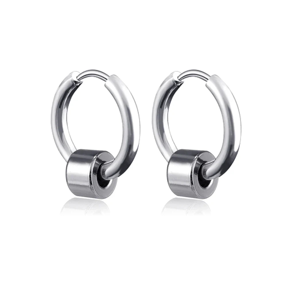 Long Hanging Cross & Leaf Hoop Earrings – Vintage Stainless Steel Hip Hop Unisex Jewelry Accessories
