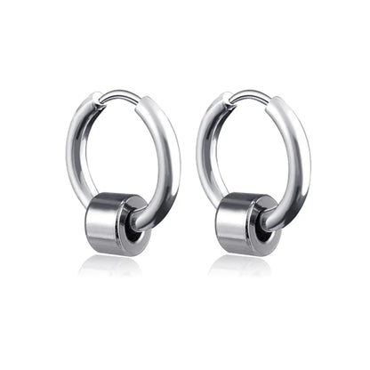 Long Hanging Cross & Leaf Hoop Earrings – Vintage Stainless Steel Hip Hop Unisex Jewelry Accessories