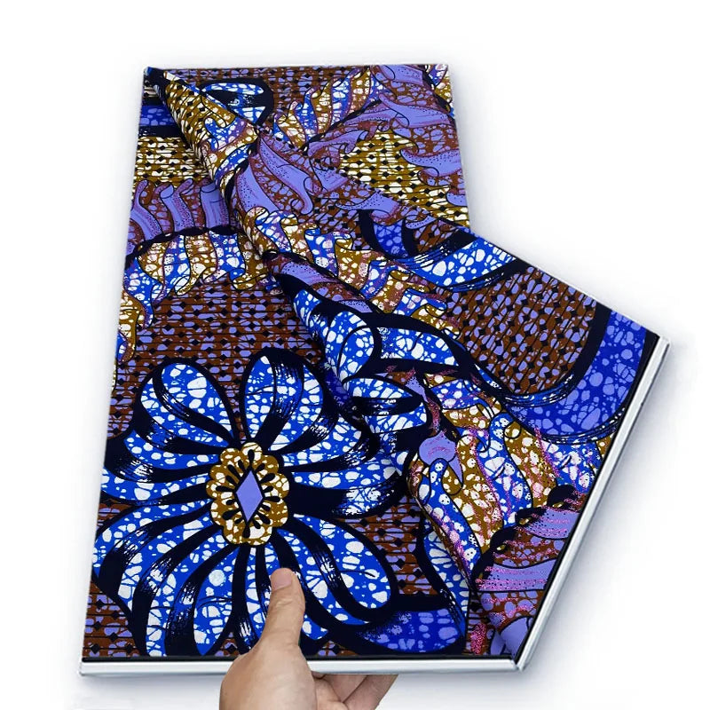 Grand African Glitter Wax Fabric - 6 Yards Soft Cotton Ankara Print Material for Nigerian Clothing