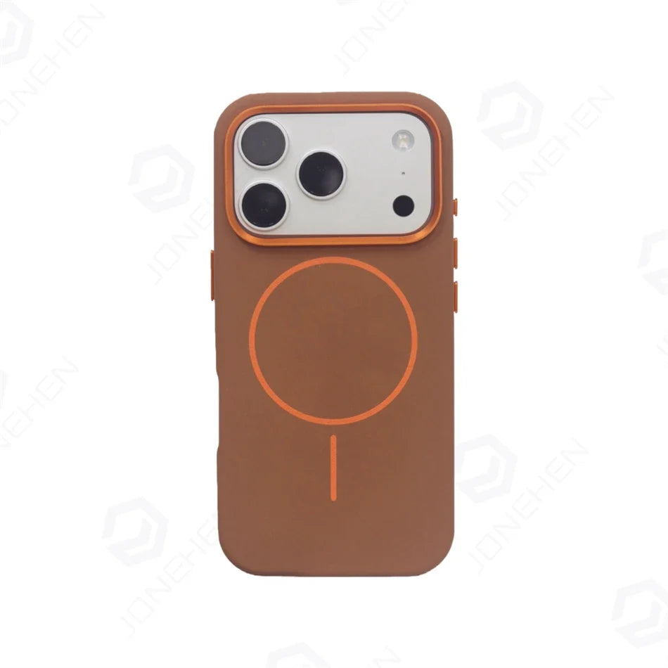 Business Matte Leather MagSafe Case - Magnetic Alloy Lens Cover for iPhone 13, 14, 15, 16 & 17 Air/Pro Max