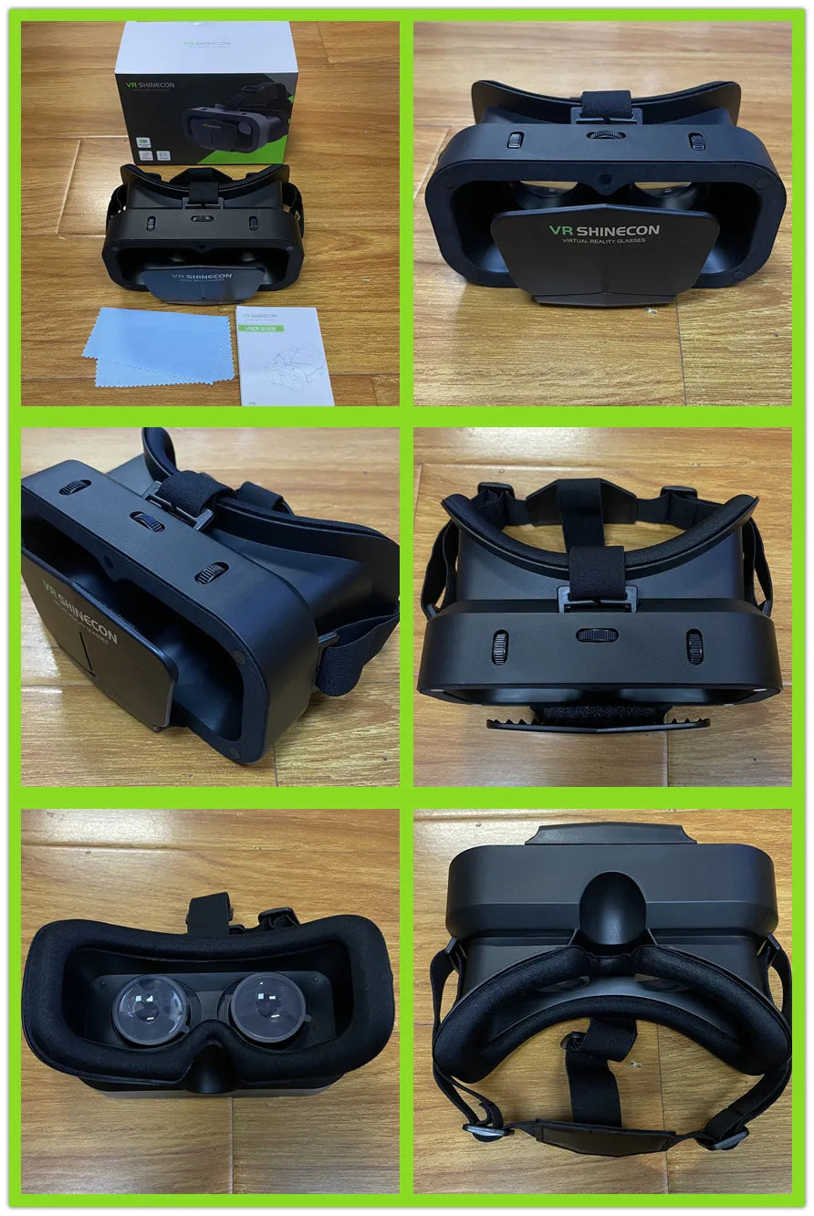 Shinecon 3D VR Headset – Virtual Reality Glasses with Helmet Lenses for Smartphones