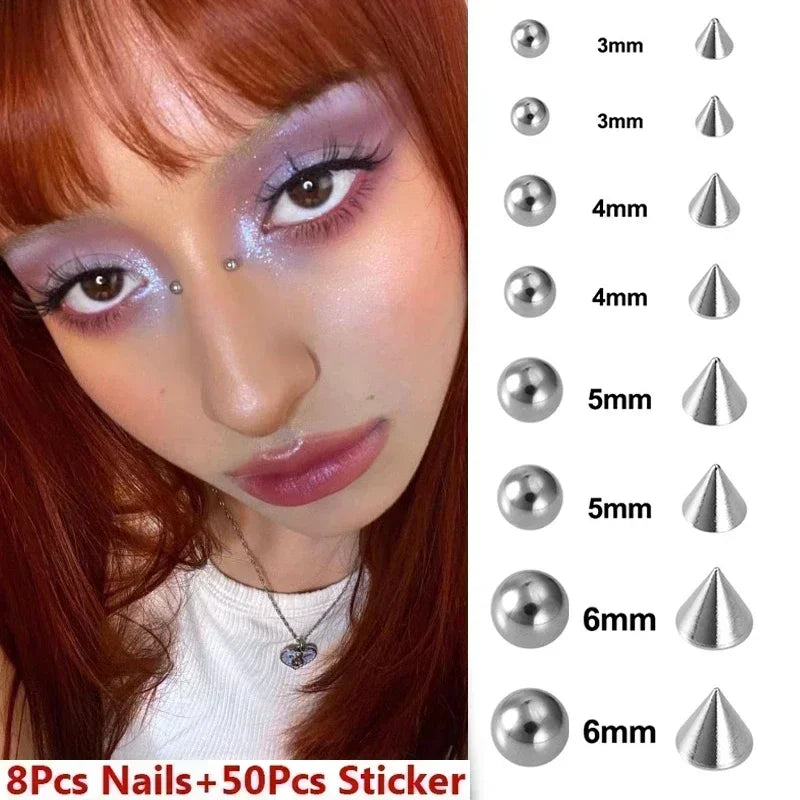 180pcs Fake Piercing Stickers - Non-Piercing Nose Lip Belly Eyebrow Jewelry Adhesive Body Accessories