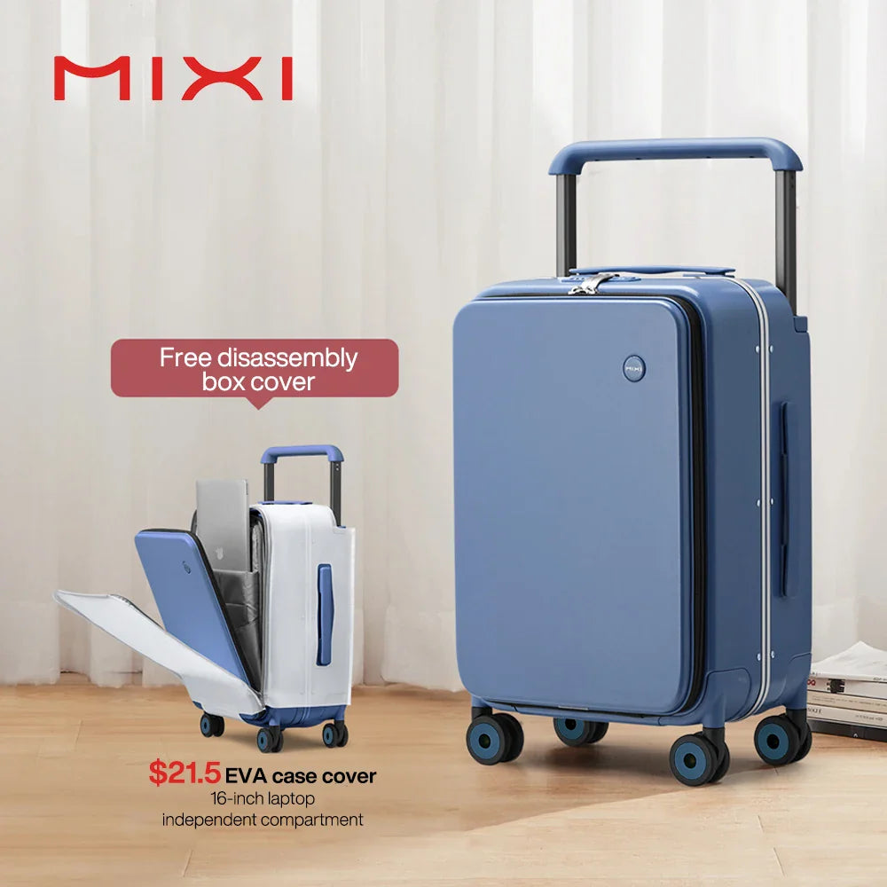 Mixi 20" Wide Handle Carry-On Suitcase — New Design Travel Trolley with Aluminum Frame, Unisex PC Luggage M9275