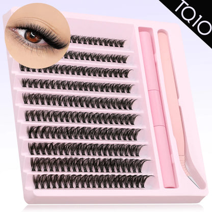 GROINNEYA Eyelash Clusters Kit – DIY Lash Extension with Bond & Seal, Waterproof Strong Hold & Tweezers