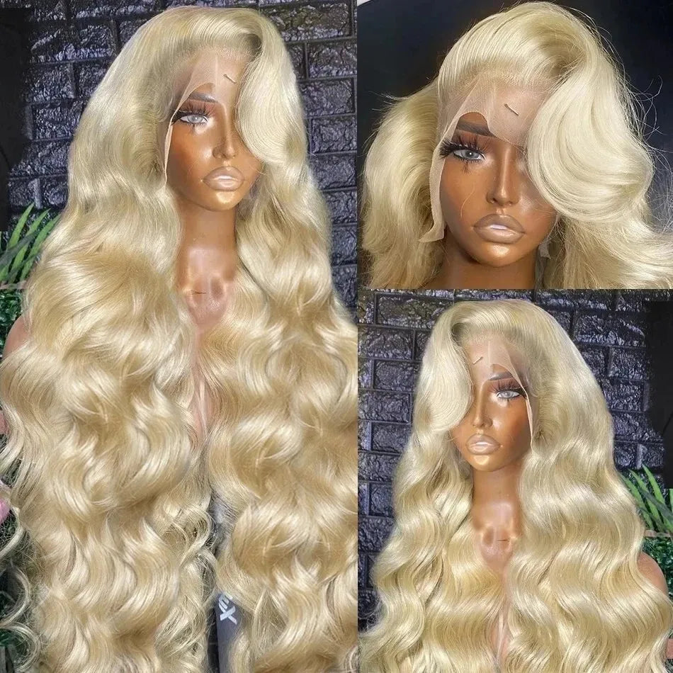 13x6 HD Lace Frontal Wig – Transparent 613 Blonde Body Wave Human Hair Wig, 250 Density