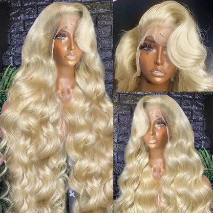 13x6 HD Lace Frontal Wig – Transparent 613 Blonde Body Wave Human Hair Wig, 250 Density