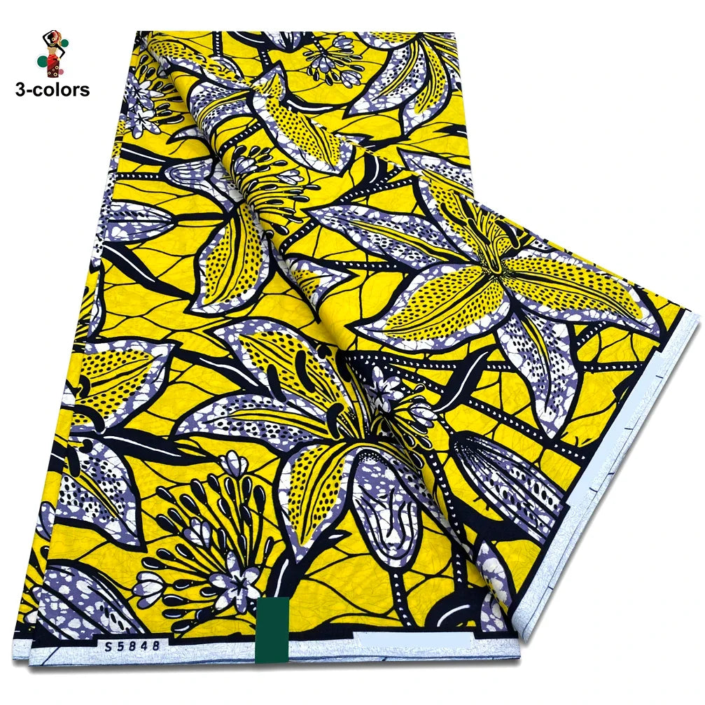 African Ankara Wax Fabric - 100% Cotton Soft Pink Pagne Fashion Print