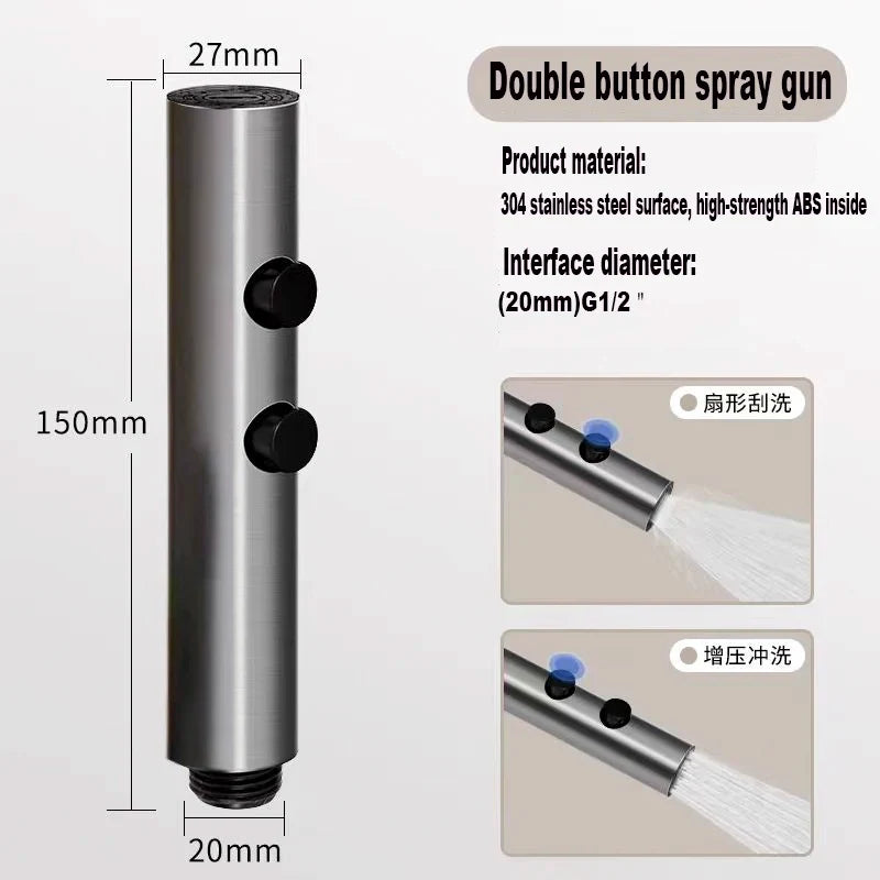 Stainless Steel Toilet Bidet Sprayer Set - Dual Button Handheld Rain Spray Faucet with Self-Cleaning Shower Head & Bathroom Hose Kit