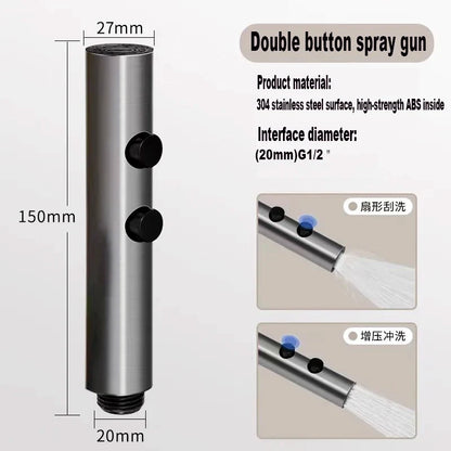 Stainless Steel Toilet Bidet Sprayer Set - Dual Button Handheld Rain Spray Faucet with Self-Cleaning Shower Head & Bathroom Hose Kit