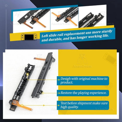 Switch JoyCon Slide Rail Repair Kit - Left & Right Replacement Rails with Sensor Flex Cable for Switch OLED Controllers
