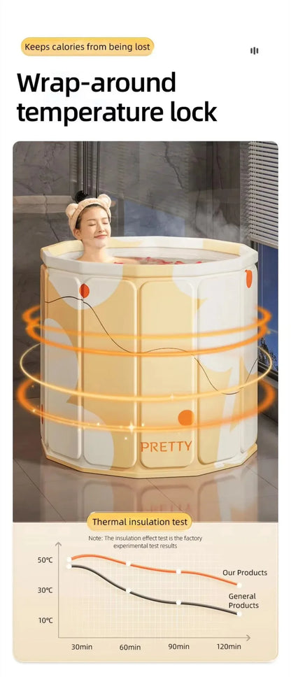 Foldable Portable Bath Tub – Thickened Full-Body Bathtub for Children & Adults, Long-Term Temperature Lock