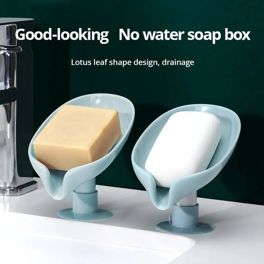 2PCS Creative Soap Box Holder - Punch-Free Suction Cup Draining Soap Rack for Bathroom Storage and Organization
