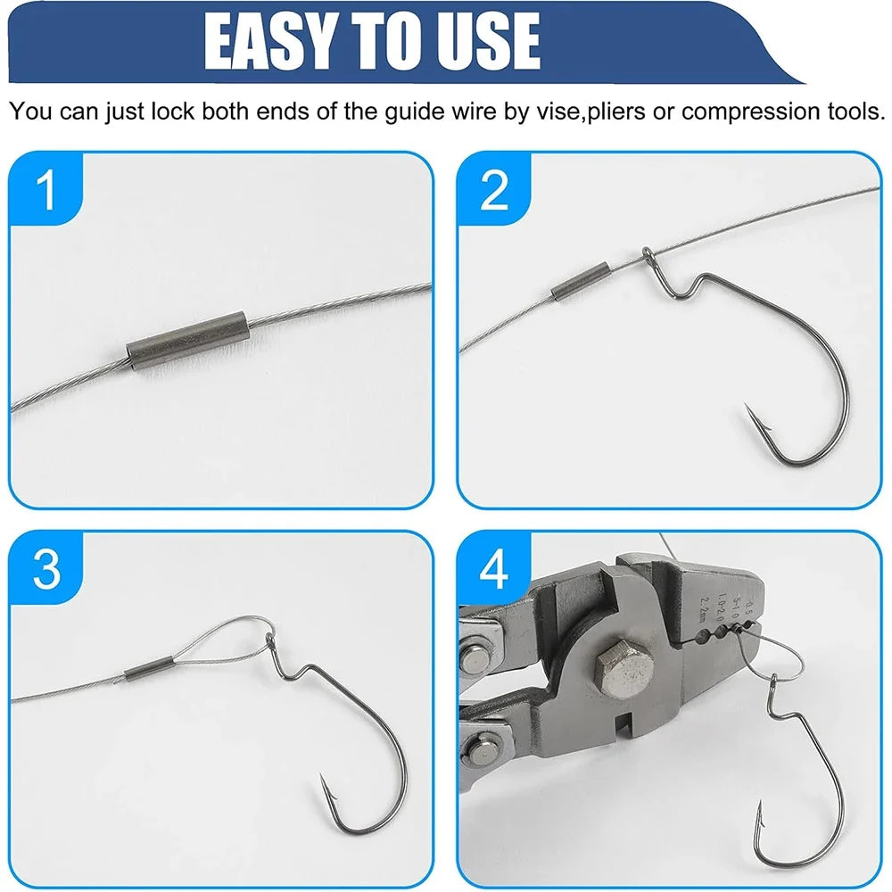 100-Piece Fishing Crimp Sleeve Kit - Single Barrel Wire Rope & Fishing Line Crimping Rings