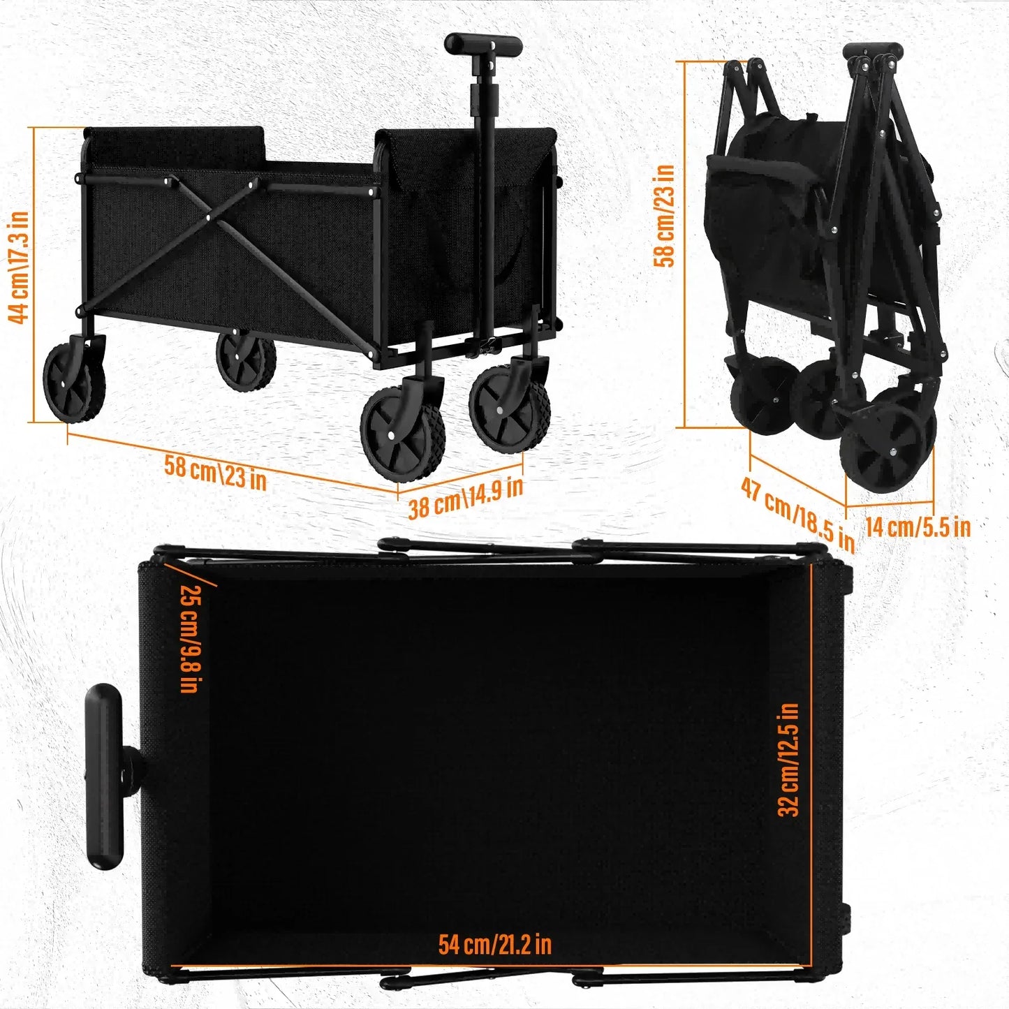 4-Wheel Foldable Garden Handcart – Heavy-Duty Portable Cargo Cart with One-Hand Carry & Easy Storage