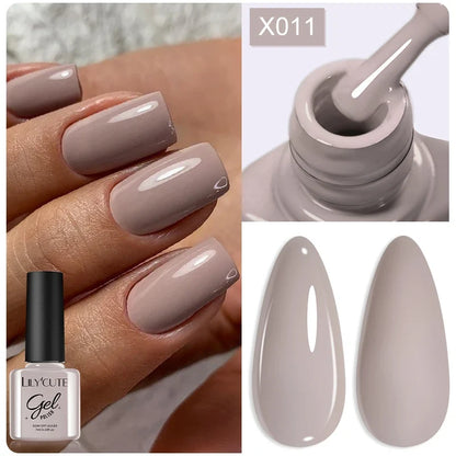 LILYCUTE Solid Color Gel Nail Polish 7ml - Semi-Permanent Soak Off UV LED Gel Varnish for Nail Manicure Art