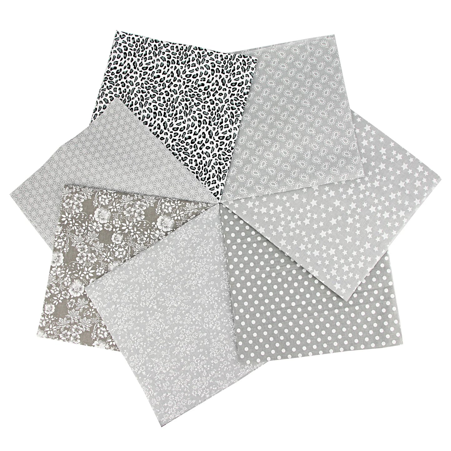 7 Piece 25x25CM Cotton Craft Fabric Squares - DIY Bundle for Patchwork, Quilting, Sewing, and Scrapbooking