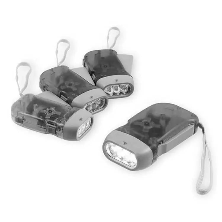 3 LED Hand Press Dynamo Crank Flashlight - Wind-Up Torch Light & Camping Lamp for Outdoor & Home Use