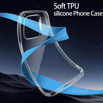 Luxury Clear iPhone Case - Transparent Soft TPU Silicone Back Cover for iPhone 8 Plus XR XS 11 12 13 14 15 16 Pro Max