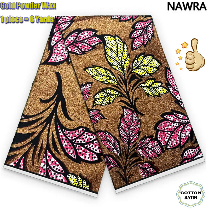 2026 African Grand Golden Wax Fabric - Soft Pink Flash Gold Ankara Batik Pagne
