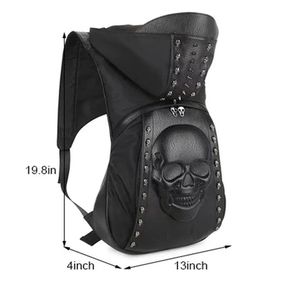 3D Skull Leather Backpack – Rivet Hooded Crossbody Bag with Unique Style