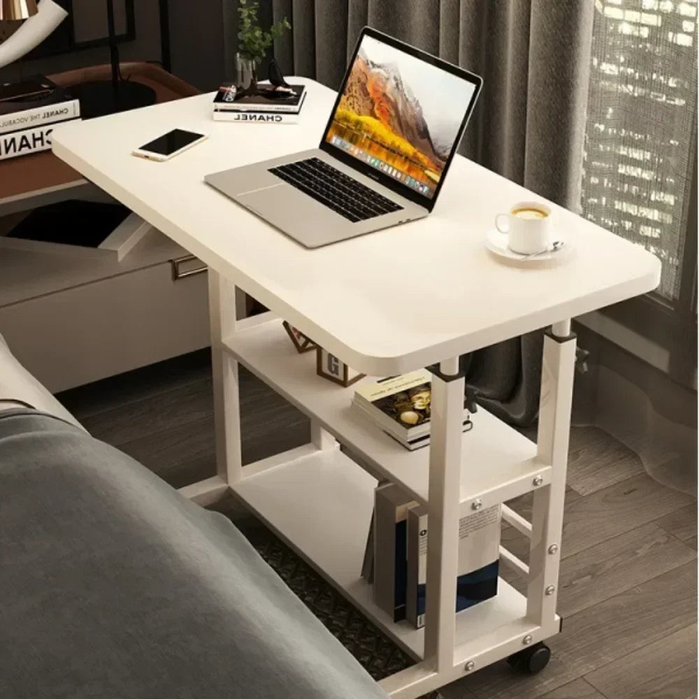 Adjustable Laptop Desk with Wheels – Portable Movable Bedside Computer Table for Bedroom, Office & Study