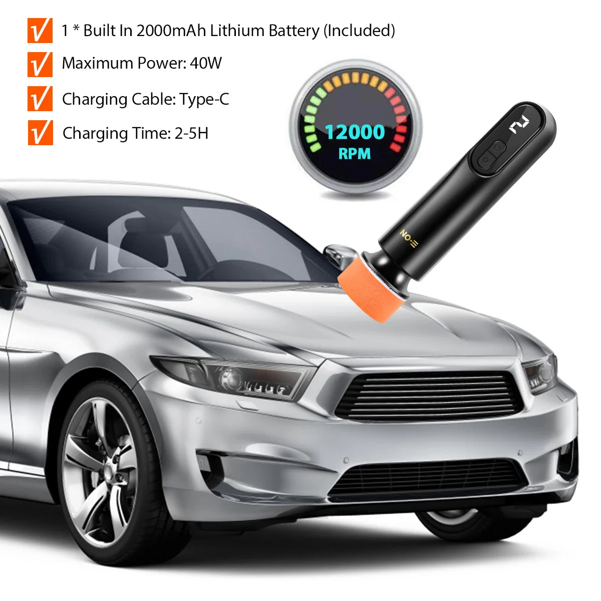 Handheld Wireless Car Polisher | Polishing & Waxing Machine Power Tool for Car Body Cleaning & Repair
