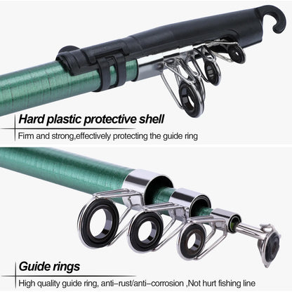 Sougayilang 1.8M Telescopic Fishing Rod - Durable Fiberglass Spinning Rod for Kids & Carp Fishing