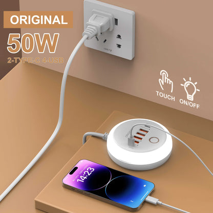 50W 6-Port USB PD Charger - Fast Charging Travel Adapter with Quick Charge 3.0 for iPhone, Samsung & Xiaomi