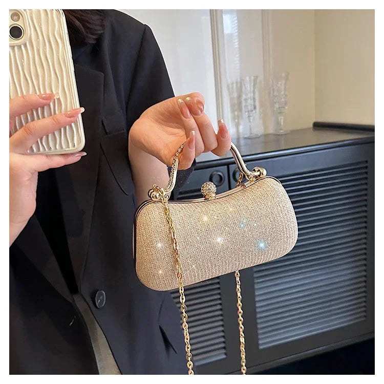 Women’s Chain Evening Shoulder Bag – Vintage Crossbody Handbag Dinner Party Underarm Satchel