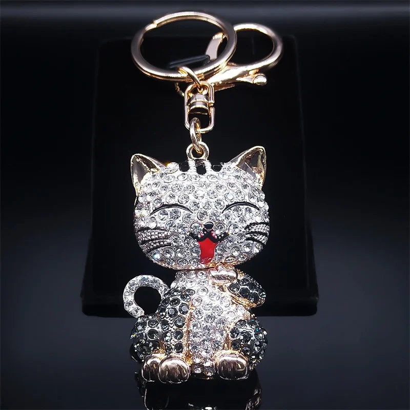 Colorful Crystal Bear Keychain - Cute Rhinestone Alloy Bag Charm & Fashion Keyring
