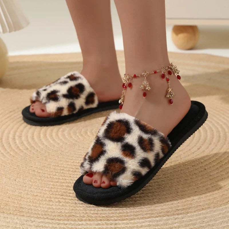 Women Plush Winter Slippers - Warm Cotton Lined EVA Non-Slip House Shoes for Indoor Comfort