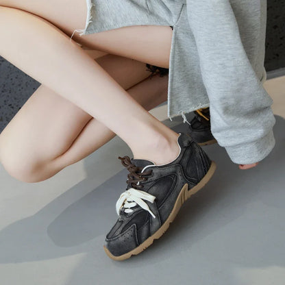 AIYUQI Women’s Sneakers 2025 — Non-Slip Leather Running & Training Shoes, Flat Large-Size Sports Shoes