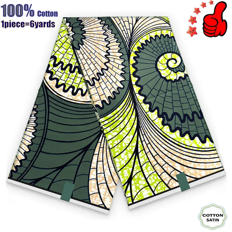 African Real Wax Fabric - High Quality 100% Cotton Ankara Pagne for Women’s Dresses