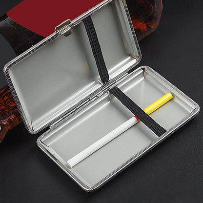 Portable Leather Cigarette Case - 20-Stick Slim Metal Frame Holder for Cigarettes and Cigars