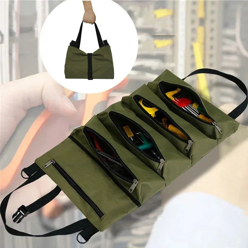 Multi-Purpose Tool Bag - Professional Roll-Up Organizer with Multiple Pockets for Hardware Tools
