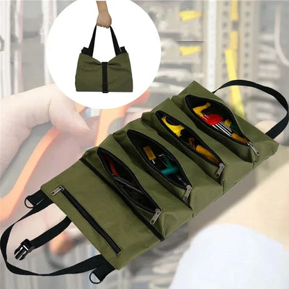 Multi-Purpose Tool Bag - Professional Roll-Up Organizer with Multiple Pockets for Hardware Tools