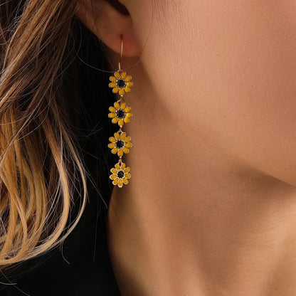 Retro Daisy Flower Earrings - Elegant Small Floral Jewelry for Women Party Gifts