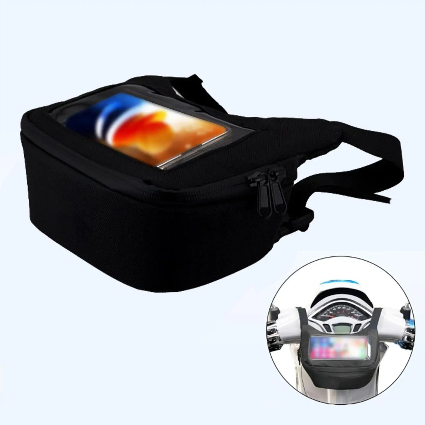 Motorcycle Handlebar Bag - Waterproof Dry Storage Pouch with Touch Screen Phone Holder for Bike Accessories