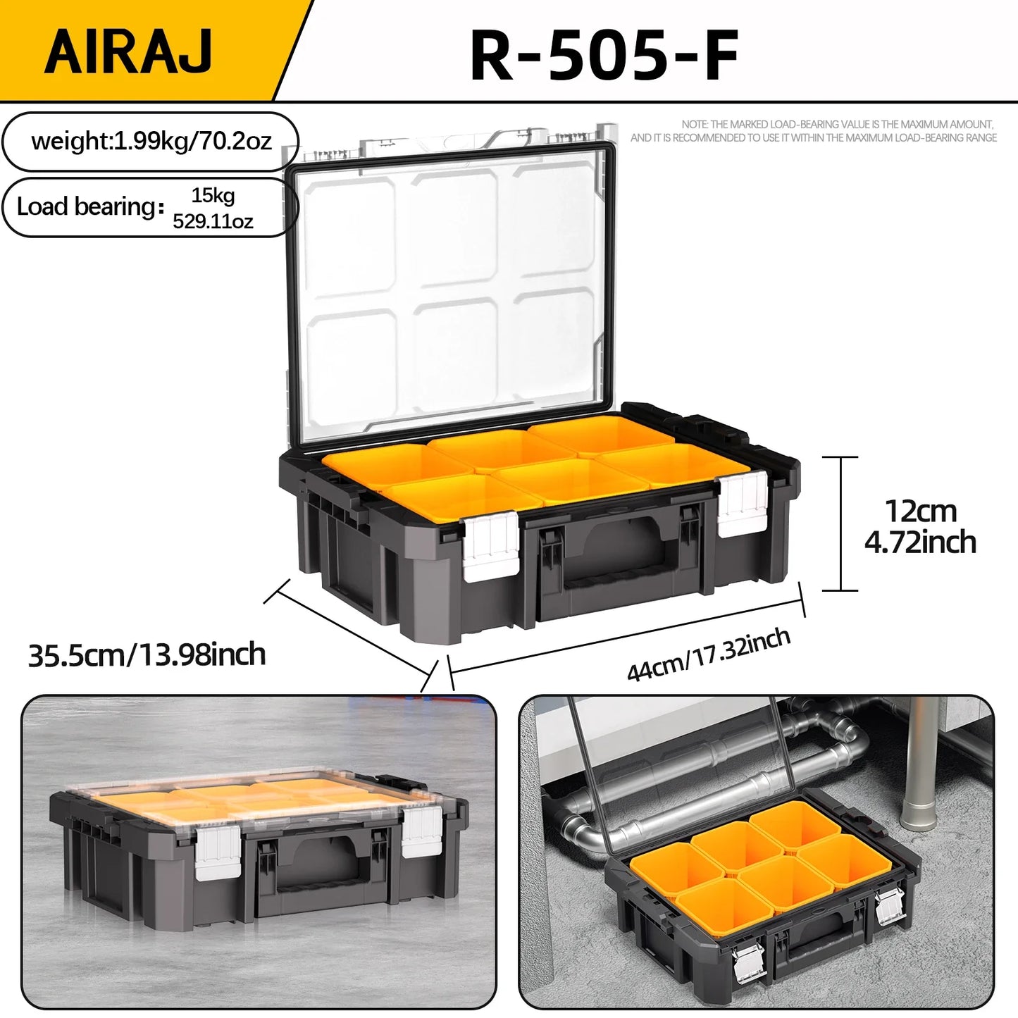 AIRAJ Stackable Modular Toolbox Set — Portable Combo ToolBox with Wheels for Space-Saving Storage & Easy Mobility