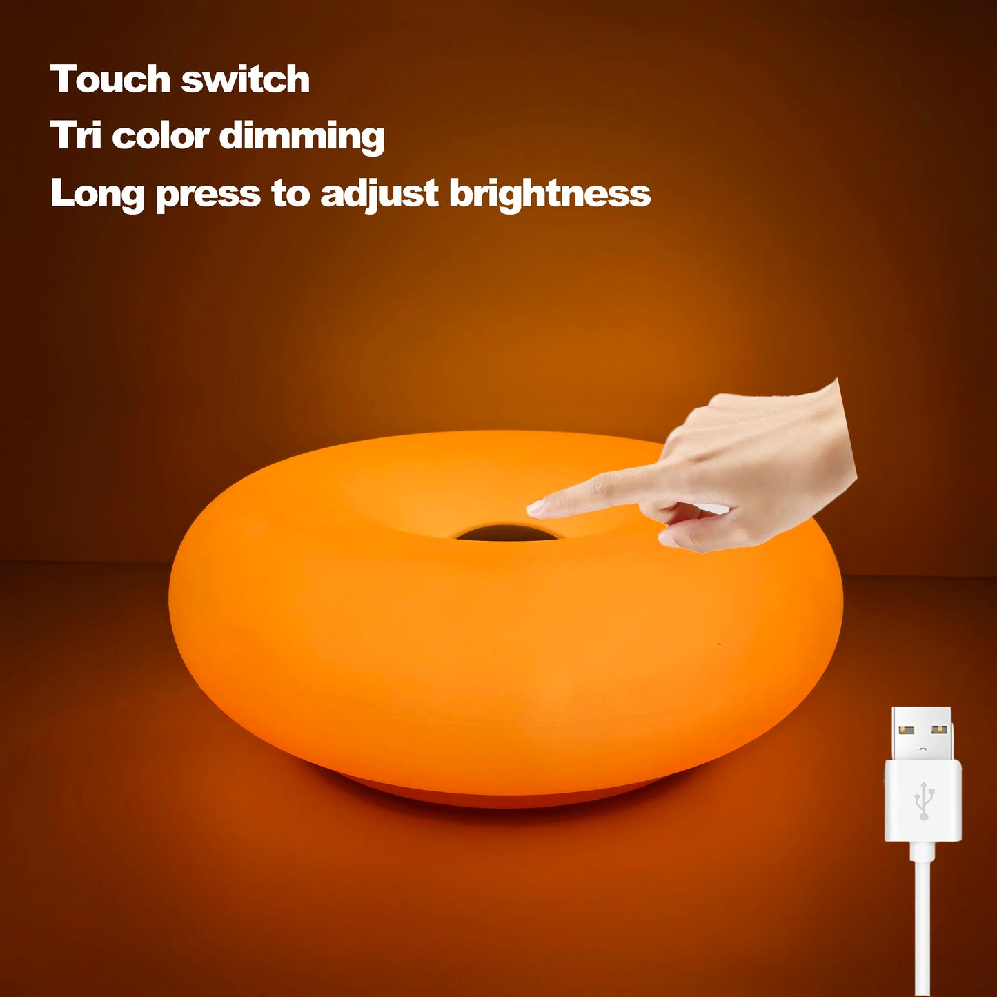 Bauhaus USB Table Lamp - Donut-Shaped Ambient Light for Bedroom, Living Room, & Dining Room Decoration