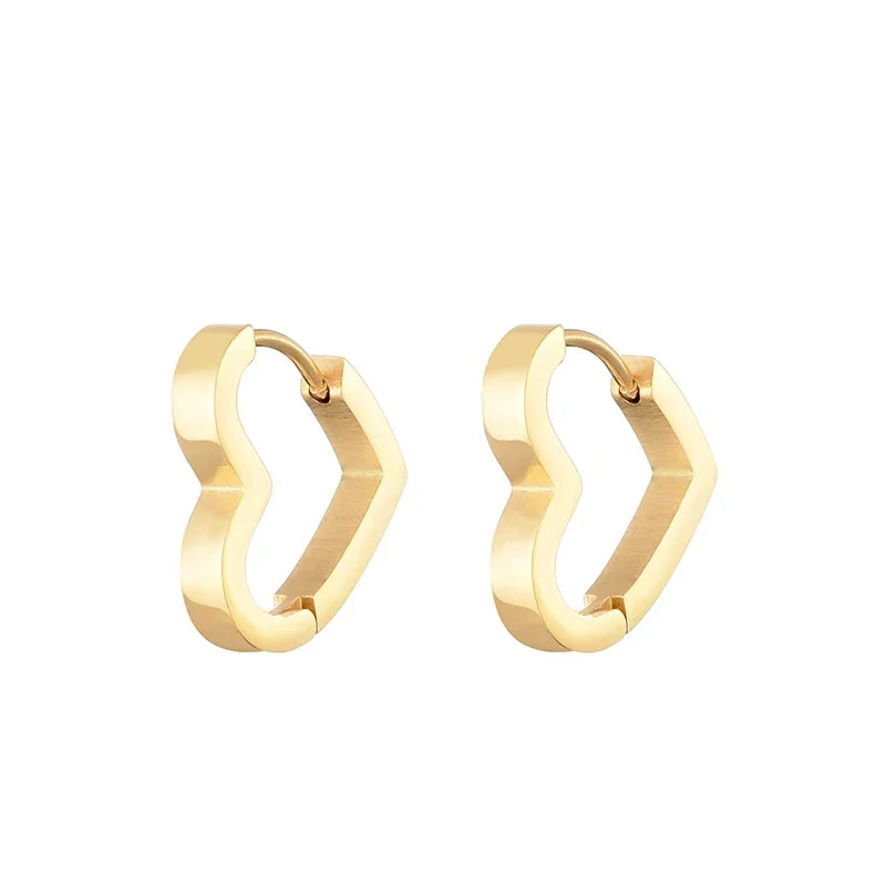 Classic Stainless Steel Hoop Earrings - Heart, Star, Oval & Geometric Punk Hip Hop Jewelry for Women & Men