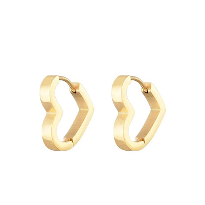 Classic Stainless Steel Hoop Earrings - Heart, Star, Oval & Geometric Punk Hip Hop Jewelry for Women & Men