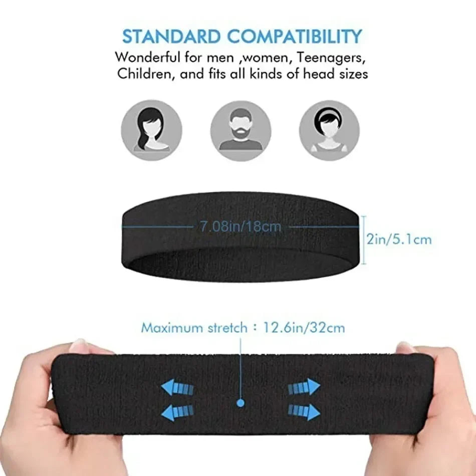 WOSWEIR Cotton Sports Headband - Elastic Sweatband for Basketball, Gym, Tennis & Fitness Activities