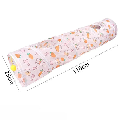 Foldable Pet Tunnel Play Tent - Carrot Design Interactive Cat & Dog Toy for Indoor Outdoor Fun