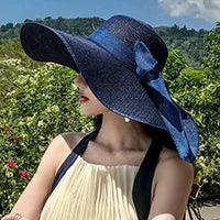 Women’s Foldable Summer Straw Hat – Beach & Travel Sun Visor with UV Protection, Bucket Cap Panama Style