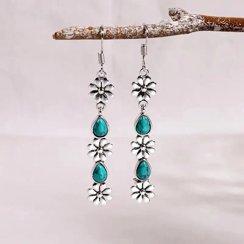 Chrysanthemum Pendant Earrings - Colorful Retro Long Drop Jewelry Gifts for Women and Girls
