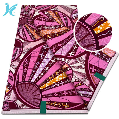 2026 African Grand Super Batik Fabric - Soft Real Print Glitter Gold Ankara Wax Fabric for Dresses & Sewing
